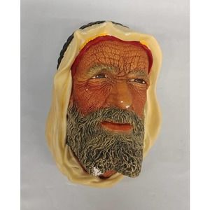 Vintage Syrian Bossons Chalkware Head Wall Mounted Ornament Arab Sheik Decor